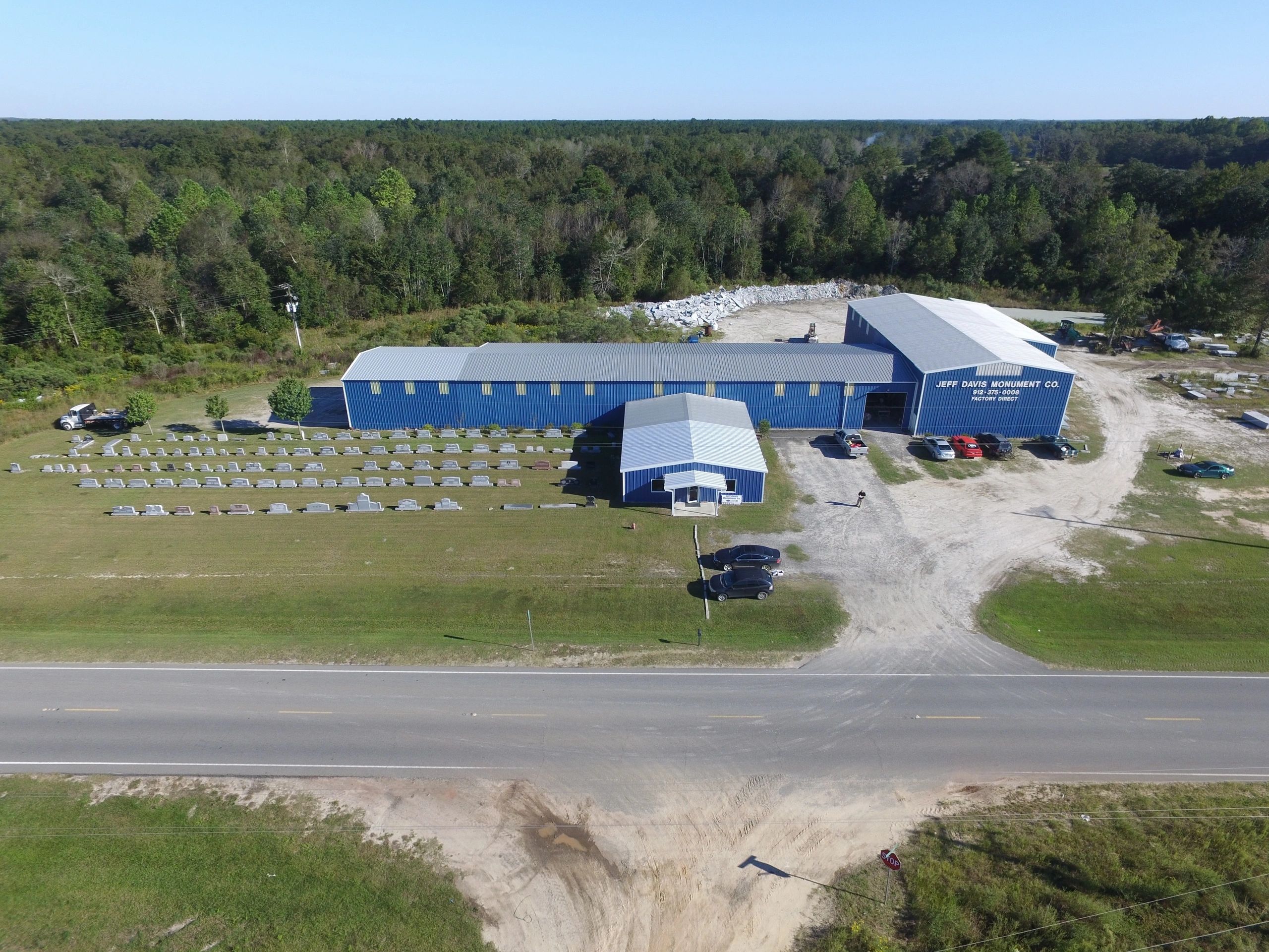 Aerial view of Jeff Davis Monument Company's Hazlehurst facility